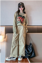 RM171223-36 طقم بناتي قطعتين ( بلوزة قطن + بنطلون كتان ناعم)