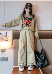 RM171223-36 طقم بناتي قطعتين ( بلوزة قطن + بنطلون كتان ناعم)