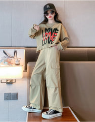 RM171223-36 طقم بناتي قطعتين ( بلوزة قطن + بنطلون كتان ناعم)