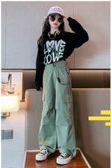 RM171223-36 طقم بناتي قطعتين ( بلوزة قطن + بنطلون كتان ناعم)