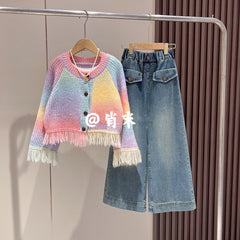 RM171223-42 طقم بناتي قطعتين (جكيت صوف + بنطلون جينز )