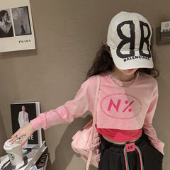 RM171223-5 طقم قطني بناتي 3 قطع ( بلوزة قصيرة + بدي ملون + بنطلون)