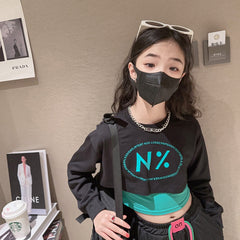 RM171223-5 طقم قطني بناتي 3 قطع ( بلوزة قصيرة + بدي ملون + بنطلون)