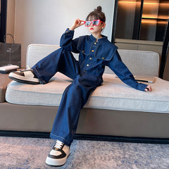 RM171223-6 طقم جينز بناتي قطعتين ( جكيت + بنطلون )