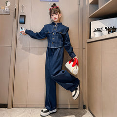 RM171223-6 طقم جينز بناتي قطعتين ( جكيت + بنطلون )