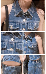 RM171223-9 طقم جينز قطعتين ( فست + بنطلون)