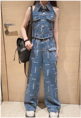 RM171223-9 طقم جينز قطعتين ( فست + بنطلون)