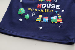 RM231223-15 طقم ولادي قطعتين ( بلوزة قطنية + شورت جينز )