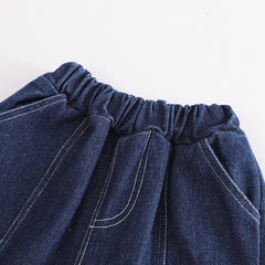 RM231223-1 طقم جينز قطعتين ( بلوزة قطنية + شورت)