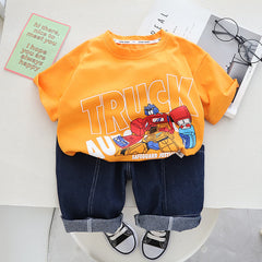 RM231223-1 طقم جينز قطعتين ( بلوزة قطنية + شورت)