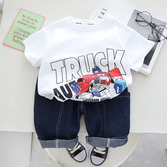 RM231223-1 طقم جينز قطعتين ( بلوزة قطنية + شورت)