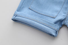 RM231223-21 طقم ولادي قطعتين ( بلوزة قطن + شورت جينز)