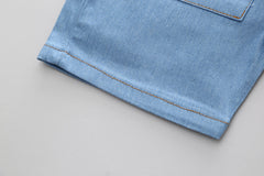 RM231223-21 طقم ولادي قطعتين ( بلوزة قطن + شورت جينز)