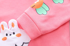 RM231223-22 طقم بناتي قطعتين ( بلوزة قطنية + بنطلون كتان ناعم)