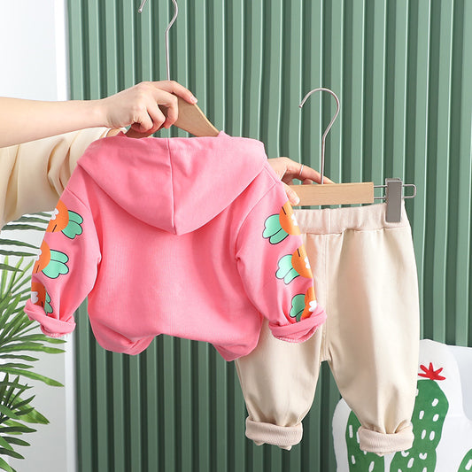 RM231223-22 طقم بناتي قطعتين ( بلوزة قطنية + بنطلون كتان ناعم)