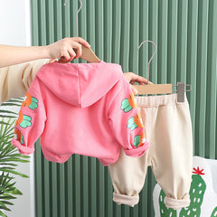 RM231223-22 طقم بناتي قطعتين ( بلوزة قطنية + بنطلون كتان ناعم)