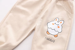 RM231223-22 طقم بناتي قطعتين ( بلوزة قطنية + بنطلون كتان ناعم)