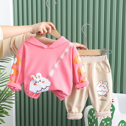 RM231223-22 طقم بناتي قطعتين ( بلوزة قطنية + بنطلون كتان ناعم)