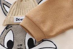 RM231223-23 طقم ديزني ارنوب ( بلوزة مطرزة مع طاقية + بنطلون)