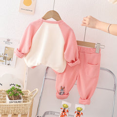 RM231223-23 طقم ديزني ارنوب ( بلوزة مطرزة مع طاقية + بنطلون)