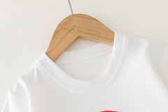 RM231223-24 طقم بناتي 3 قطع ( بلوزة موردة + جكيت مع دبوس وردة + بنطلون جينز )