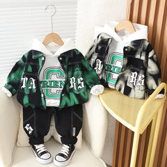 RM231223-28 طقم ولادي 3 قطع ( بلوزة قطنية + جكيت + بنطلون)