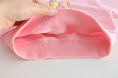 RM231223-31 طقم بناتي مورد ثري دي ( بلوزة قطنية + بنطلون جينز )