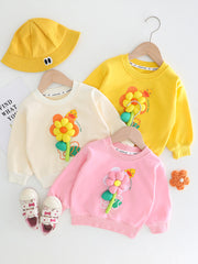 RM231223-31 طقم بناتي مورد ثري دي ( بلوزة قطنية + بنطلون جينز )