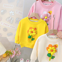 RM231223-31 طقم بناتي مورد ثري دي ( بلوزة قطنية + بنطلون جينز )