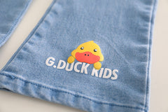 RM231223-31 طقم بناتي مورد ثري دي ( بلوزة قطنية + بنطلون جينز )