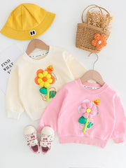 RM231223-31 طقم بناتي مورد ثري دي ( بلوزة قطنية + بنطلون جينز )