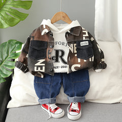 RM231223-35 طقم ولادي 3 قطع ( جكيت + بلوزة قطنية+ بنطلون جينز)