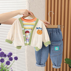 RM231223-37 طقم خريفي دافي بجي 3 قطع ( جكيت + بلوزة+ بنطلون) بألوان مميزة جدا