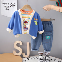 RM231223-37 طقم خريفي دافي بجي 3 قطع ( جكيت + بلوزة+ بنطلون) بألوان مميزة جدا