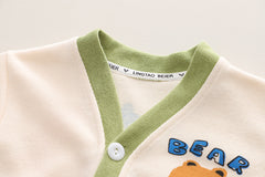 RM231223-37 طقم خريفي دافي بجي 3 قطع ( جكيت + بلوزة+ بنطلون) بألوان مميزة جدا