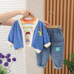 RM231223-37 طقم خريفي دافي بجي 3 قطع ( جكيت + بلوزة+ بنطلون) بألوان مميزة جدا