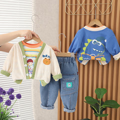 RM231223-37 طقم خريفي دافي بجي 3 قطع ( جكيت + بلوزة+ بنطلون) بألوان مميزة جدا