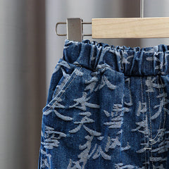 RM231223-38 طقم جينز بجي 3 قطع ( جكيت جينز+ بلوزة قطنية+ بنطلون جينز)