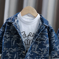 RM231223-38 طقم جينز بجي 3 قطع ( جكيت جينز+ بلوزة قطنية+ بنطلون جينز)