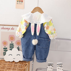 RM231223-40 طقم بناتي قطعتين ( افرهول جينز + قميص )