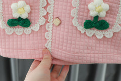 RM231223-41 طقم بناتي 3 قطع ( بلوزة قطنية + جكيت + بنطلون جينز)