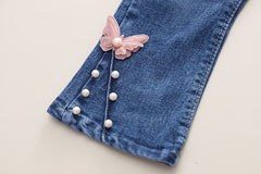 RM231223-41 طقم بناتي 3 قطع ( بلوزة قطنية + جكيت + بنطلون جينز)