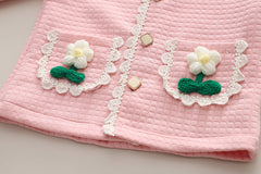 RM231223-41 طقم بناتي 3 قطع ( بلوزة قطنية + جكيت + بنطلون جينز)