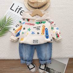 RM231223-42 طقم جينز ولادي قطعتين ( بلوزة قطنية + بنطلون جينز )