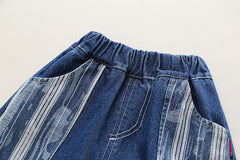 RM231223-5 طقم جينز مكون من 3 قطع ( جكيت جينز+ بلوزة قطنية+ بنطلون جينز)