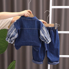 RM231223-5 طقم جينز مكون من 3 قطع ( جكيت جينز+ بلوزة قطنية+ بنطلون جينز)