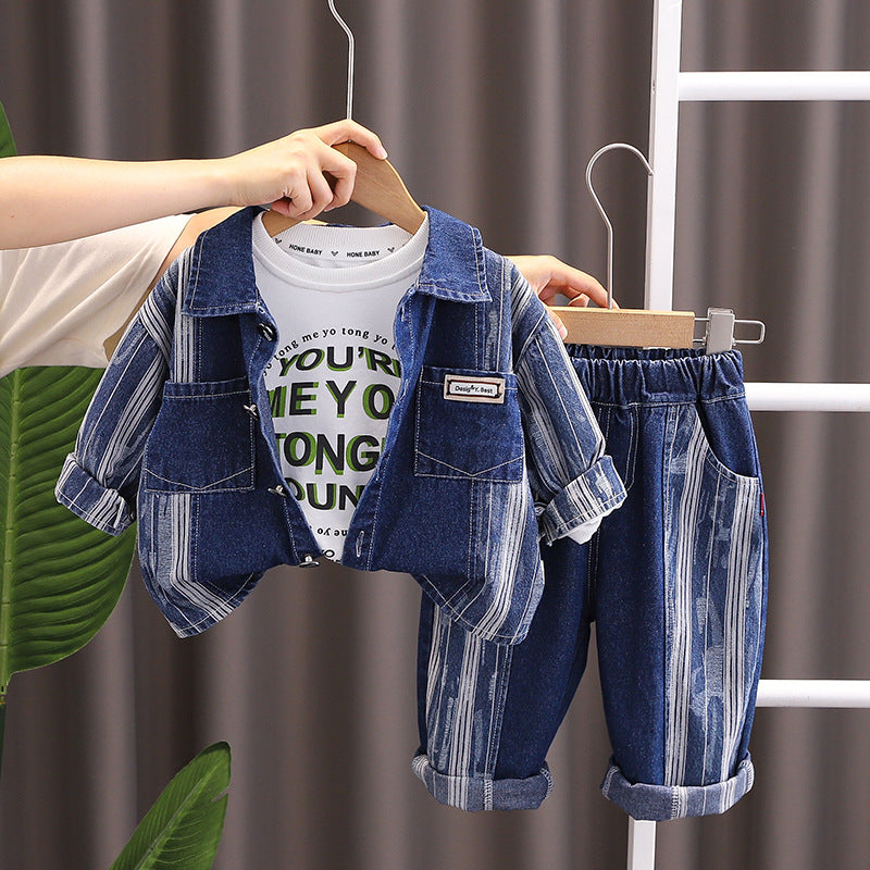 RM231223-5 طقم جينز مكون من 3 قطع ( جكيت جينز+ بلوزة قطنية+ بنطلون جينز)