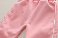 RM231223-6   طقم بناتي قطني تقيل خريفي شتوي مزين بجي 3 قطع ( بلوزة + جكيت + بنطلون)