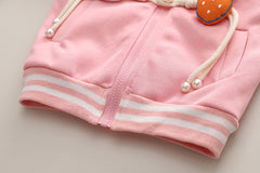 RM231223-6   طقم بناتي قطني تقيل خريفي شتوي مزين بجي 3 قطع ( بلوزة + جكيت + بنطلون)