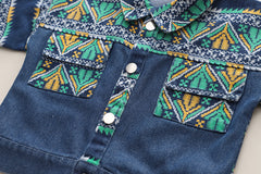 RM231223-7 طقم جينز ولادي 3 قطع ( بلوزة قطنية + جكيت جينز + بنطلون جينز )